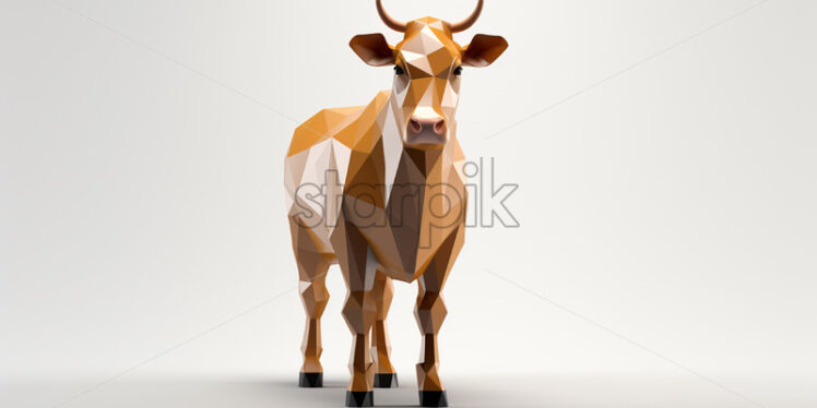 A polygonal 3d model of a cow on a white background - Starpik Stock