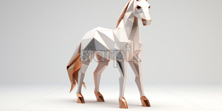 A polygonal 3d model of a horse on a white background - Starpik Stock