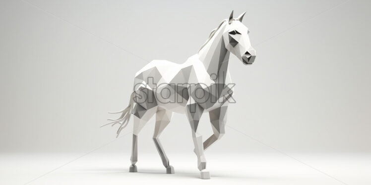 A polygonal 3d model of a horse on a white background - Starpik Stock