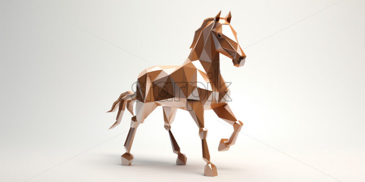 A polygonal 3d model of a horse on a white background - Starpik Stock