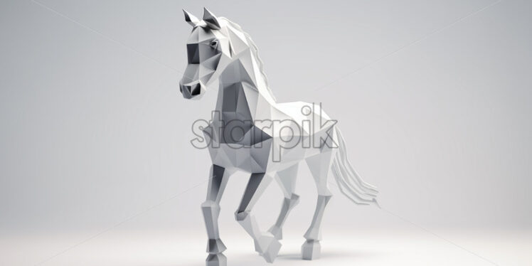 A polygonal 3d model of a horse on a white background - Starpik Stock