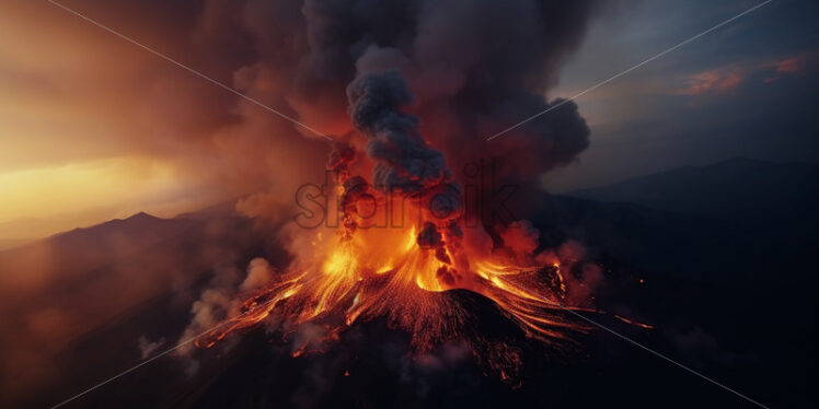 A powerfully erupting volcano - Starpik Stock