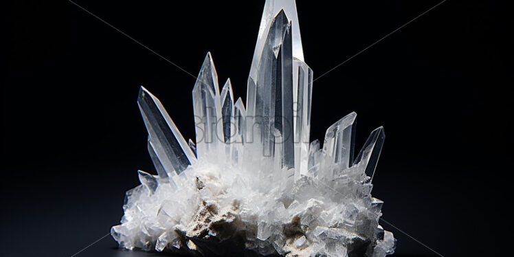 A quartz crystal on a black background - Starpik Stock