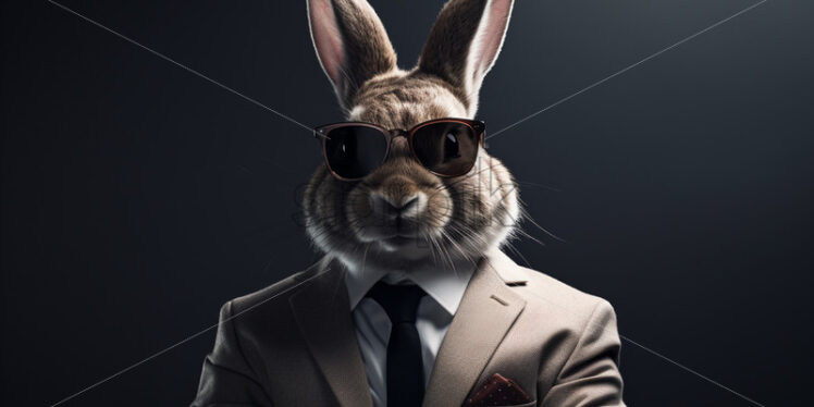 A rabbit in a classic suit with glasses - Starpik Stock