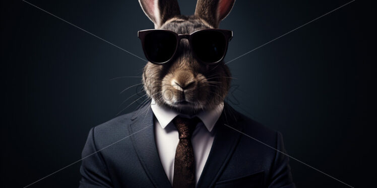 A rabbit in a classic suit with glasses - Starpik Stock