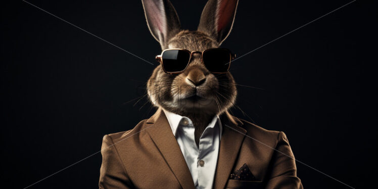 A rabbit in a classic suit with glasses - Starpik Stock