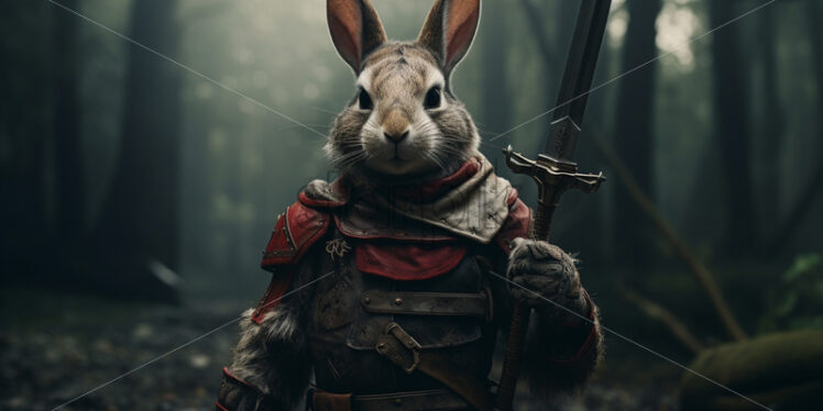 A rabbit in armor and with a sword - Starpik Stock