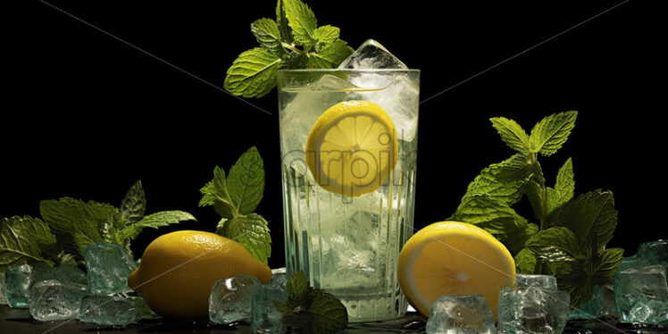 A refreshing lemonade with mint and lemon - Starpik Stock