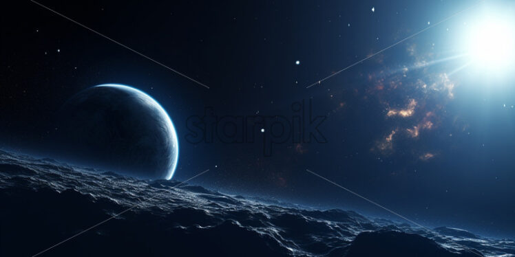 A rendering of a planet in space - Starpik Stock