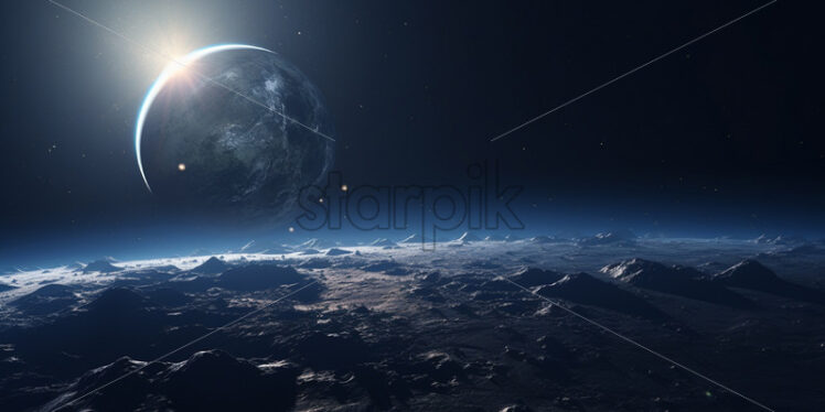 A rendering of a planet in space - Starpik Stock