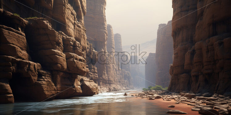 A river through a narrow canyon - Starpik Stock