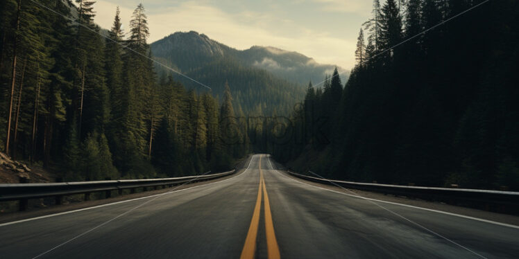 A road that passes through a forest in the mountains - Starpik Stock