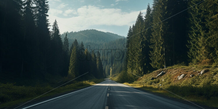 A road that passes through a forest in the mountains - Starpik Stock