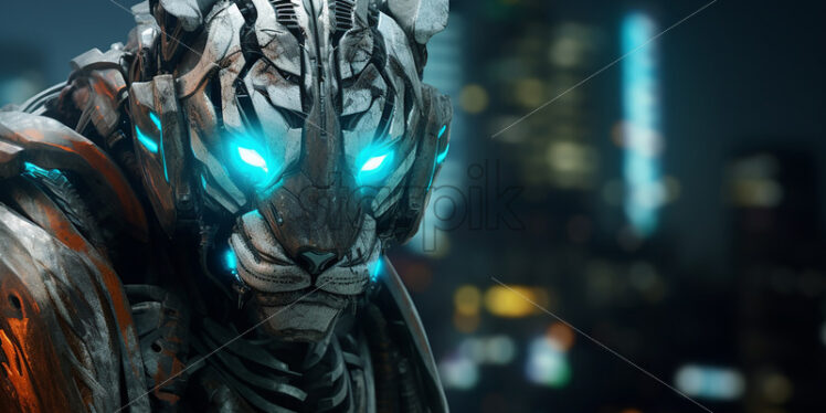 A robot tiger in cyberpunk style - Starpik Stock