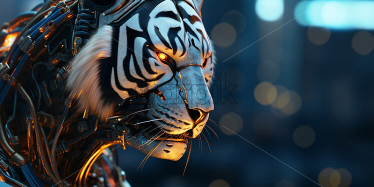 A robot tiger in cyberpunk style - Starpik Stock