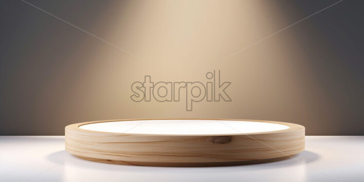 A round lighted wooden podium - Starpik Stock