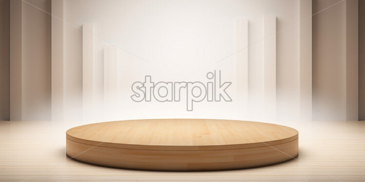 A round lighted wooden podium - Starpik Stock