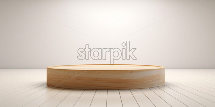 A round lighted wooden podium - Starpik Stock