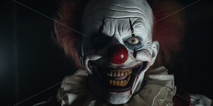A scary clown with a devilish smile - Starpik Stock
