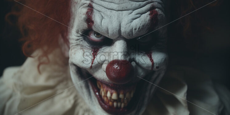 A scary clown with a devilish smile - Starpik Stock