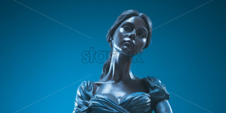 A sculpture of a girl on a blue background - Starpik Stock