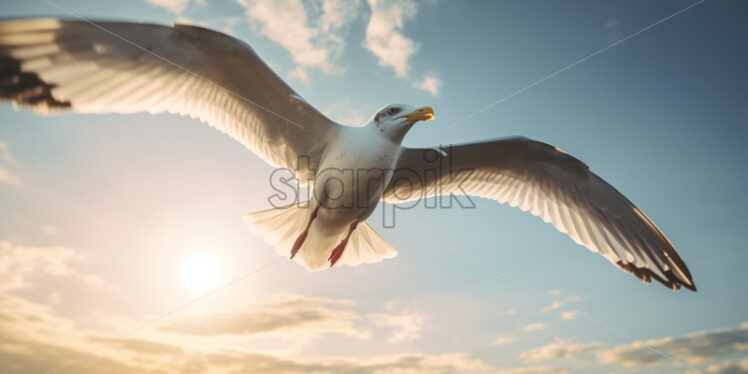 A seagull flying in the sky - Starpik Stock