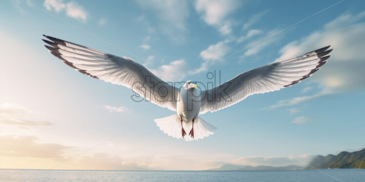 A seagull flying in the sky - Starpik Stock