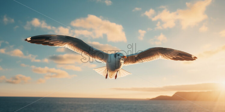 A seagull flying in the sky - Starpik Stock