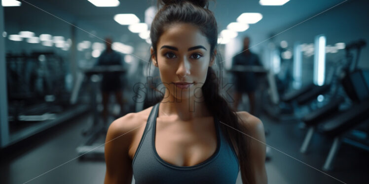 A selfie of a woman at the gym - Starpik Stock