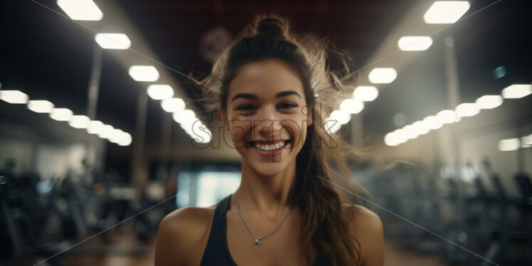 A selfie of a woman at the gym - Starpik Stock