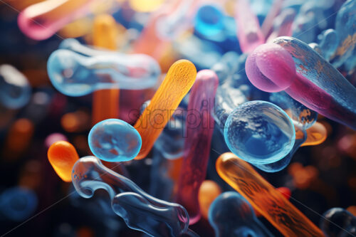 A series of bacteria that are seen under a microscope - Starpik Stock