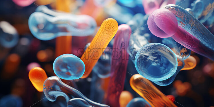 A series of bacteria that are seen under a microscope - Starpik Stock