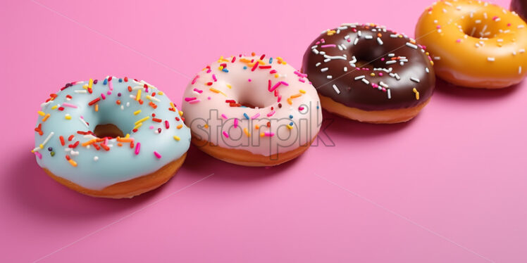 A set of donuts on a colorful background - Starpik Stock