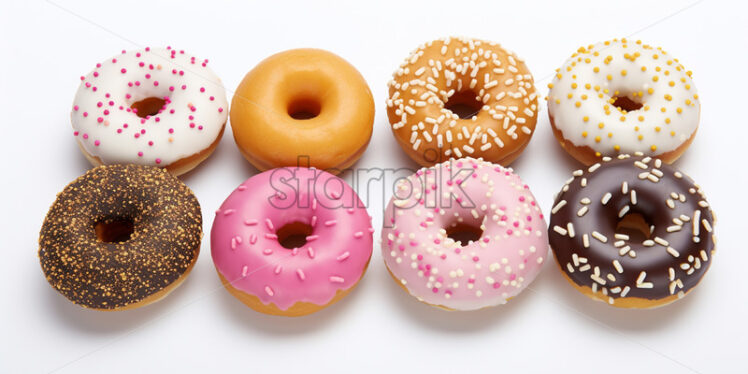 A set of donuts on a white background - Starpik Stock