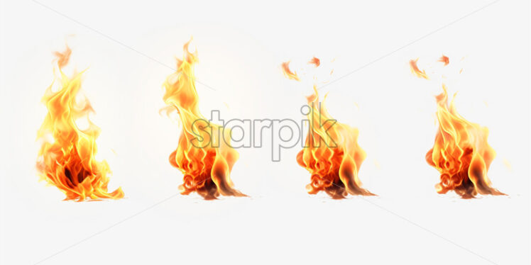 A set of flames on a white background - Starpik Stock