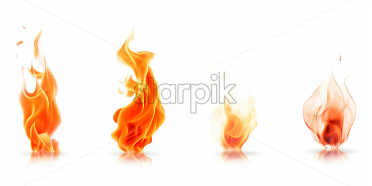 A set of flames on a white background - Starpik Stock