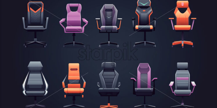 A set of icons with chairs for gamers - Starpik Stock