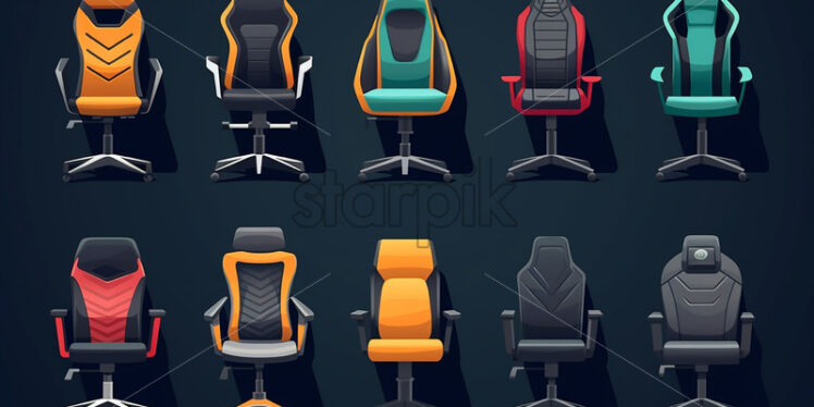 A set of icons with chairs for gamers - Starpik Stock