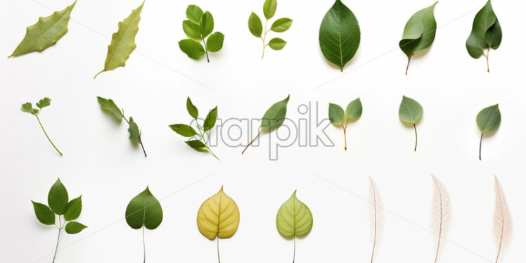 A set of leaves on a white background - Starpik Stock