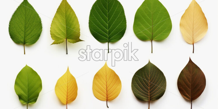 A set of leaves on a white background - Starpik Stock