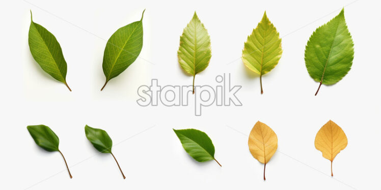 A set of leaves on a white background - Starpik Stock