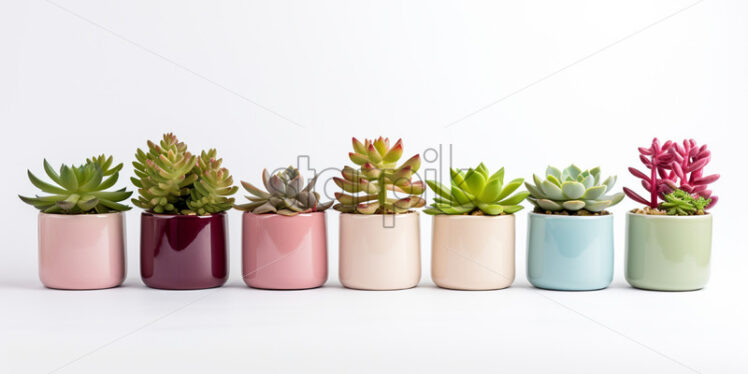 A set of succulent plants in a pot on white - Starpik Stock