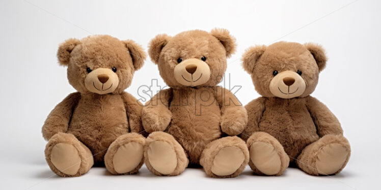 A set of three teddy bears on a white background - Starpik Stock