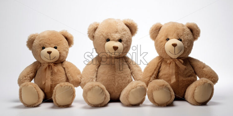 A set of three teddy bears on a white background - Starpik Stock