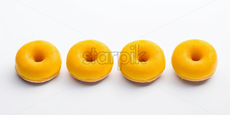 A set of yellow donuts on a white background - Starpik Stock