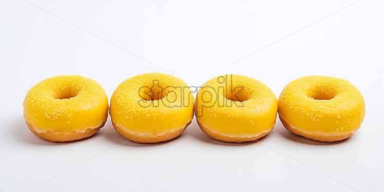 A set of yellow donuts on a white background - Starpik Stock