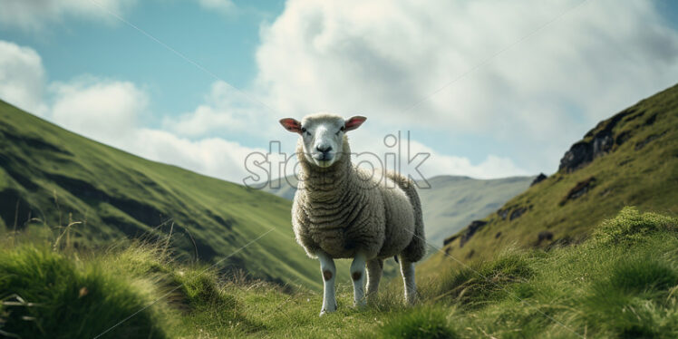 A sheep on a mountain pasture - Starpik Stock