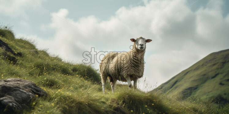 A sheep on a mountain pasture - Starpik Stock