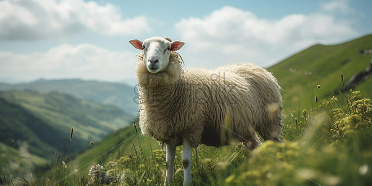 A sheep on a mountain pasture - Starpik Stock