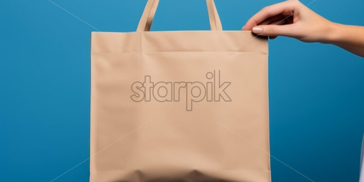 A shopping bag on a blue background - Starpik Stock